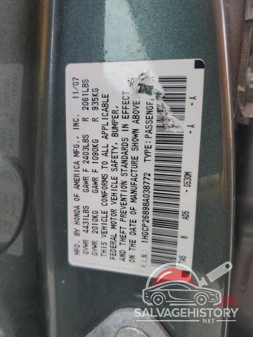 1HGCP26898A038772 2008 HONDA ACCORD photo no. 12