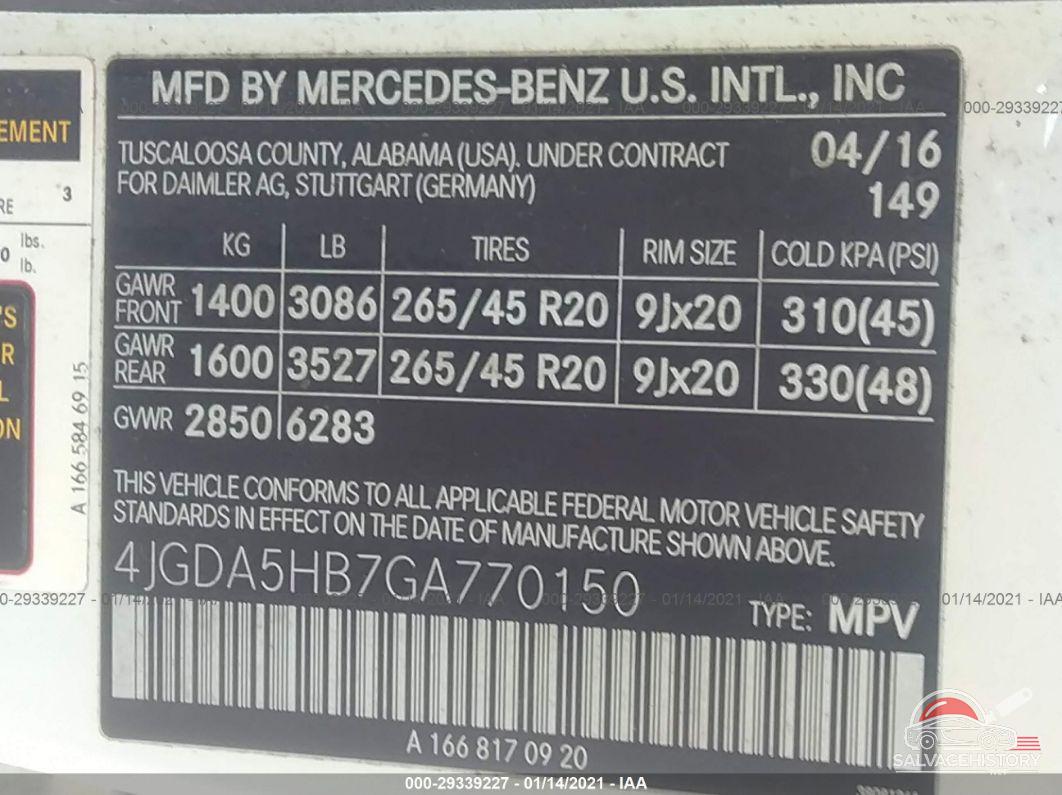 4JGDA5HB7GA770150 2016 MERCEDES-BENZ GLE photo no. 9