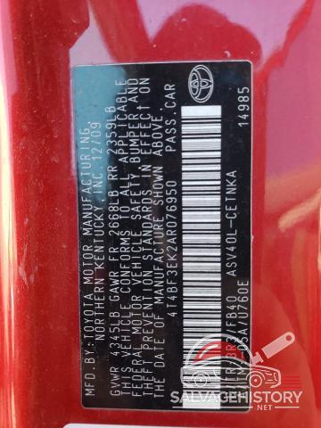 4T4BF3EK2AR076950 2010 TOYOTA CAMRY photo no. 12