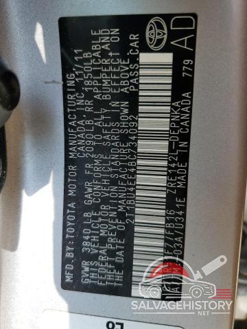 2T1BU4EE4BC734092 2011 TOYOTA COROLLA photo no. 12