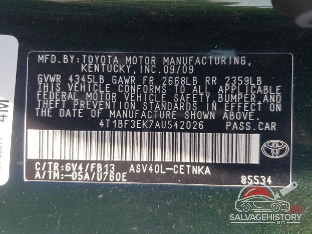 4T1BF3EK7AU542026 2010 TOYOTA CAMRY photo no. 12