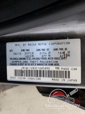 JM1BL1V83C1685890 2012 MAZDA 3 photo no. 13