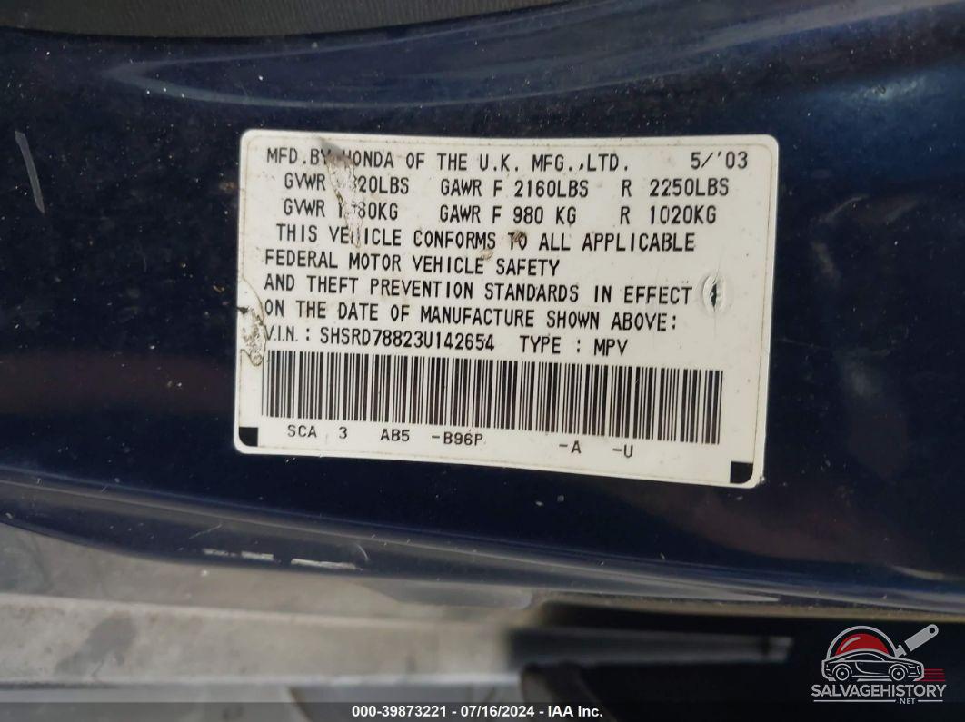SHSRD78823U142654 2003 HONDA CR-V photo no. 9
