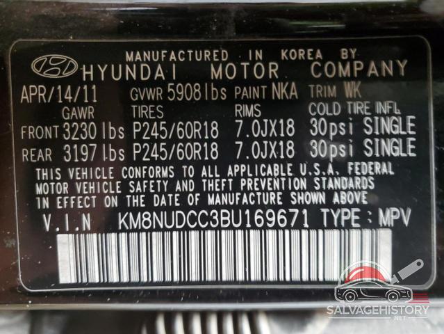 KM8NUDCC3BU169671 2011 HYUNDAI VERACRUZ photo no. 13