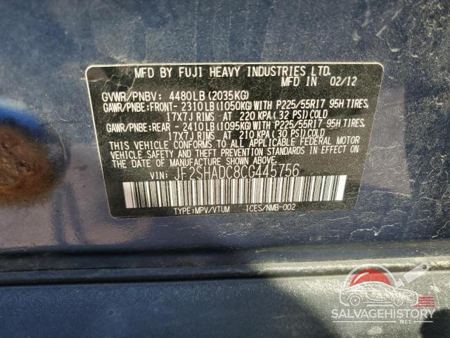 JF2SHADC8CG445756 2012 SUBARU FORESTER photo no. 12