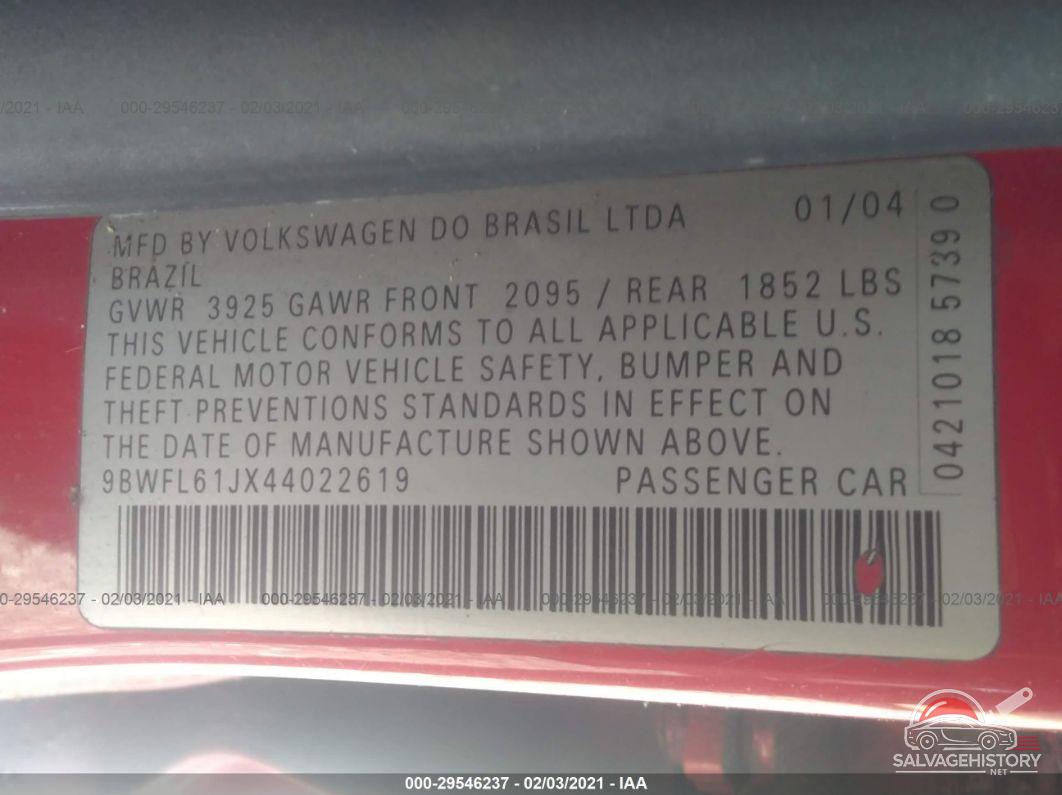9BWFL61JX44022619 2004 VOLKSWAGEN GOLF photo no. 9