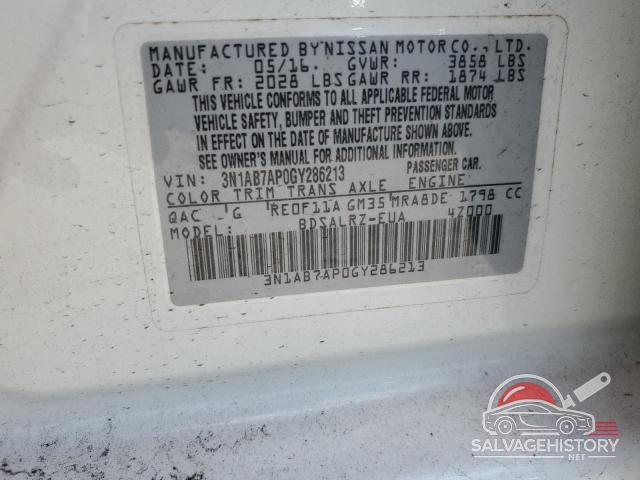 3N1AB7AP0GY286213 2016 NISSAN SENTRA photo no. 12