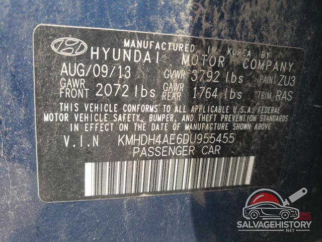 KMHDH4AE6DU955455 2013 HYUNDAI ELANTRA photo no. 12