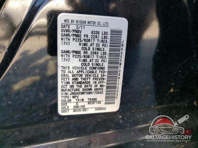 JN8AS5MT0BW173845 2011 NISSAN ROGUE photo no. 13