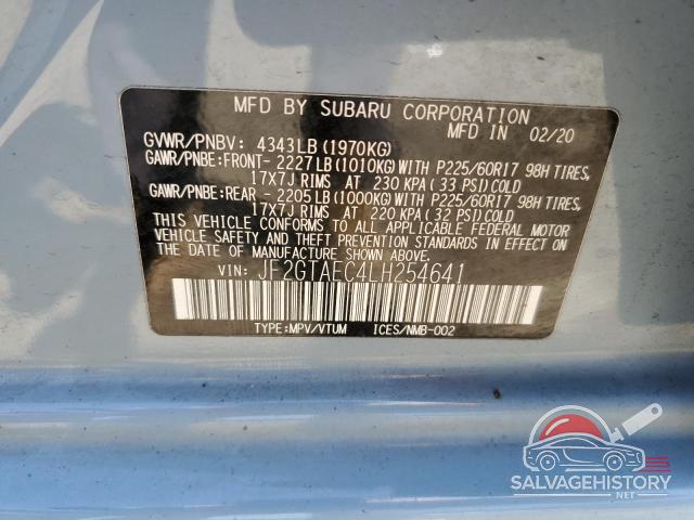 JF2GTAEC4LH254641 2020 SUBARU CROSSTREK photo no. 12