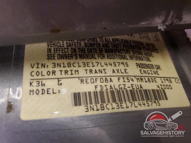 3N1BC13E17L445795 2007 NISSAN VERSA photo no. 12