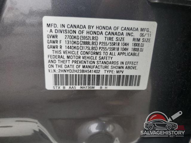 2HNYD2H23BH541402 2011 ACURA MDX photo no. 13