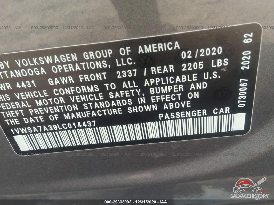 1VWSA7A39LC014437 2020 VOLKSWAGEN PASSAT photo no. 9