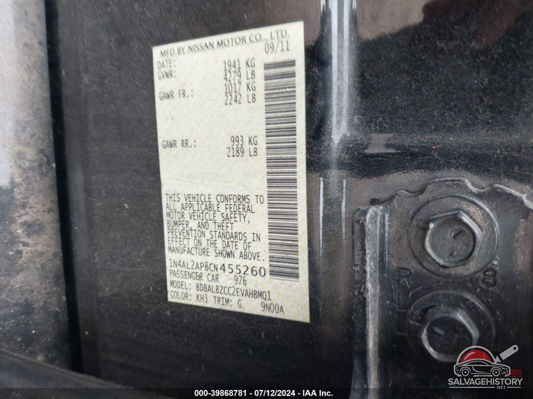 1N4AL2AP8CN455260 2012 NISSAN ALTIMA photo no. 9