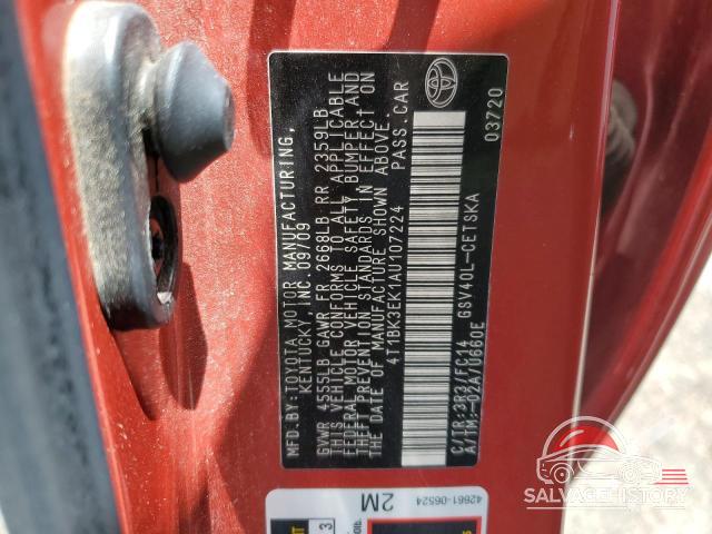4T1BK3EK1AU107224 2010 TOYOTA CAMRY photo no. 12