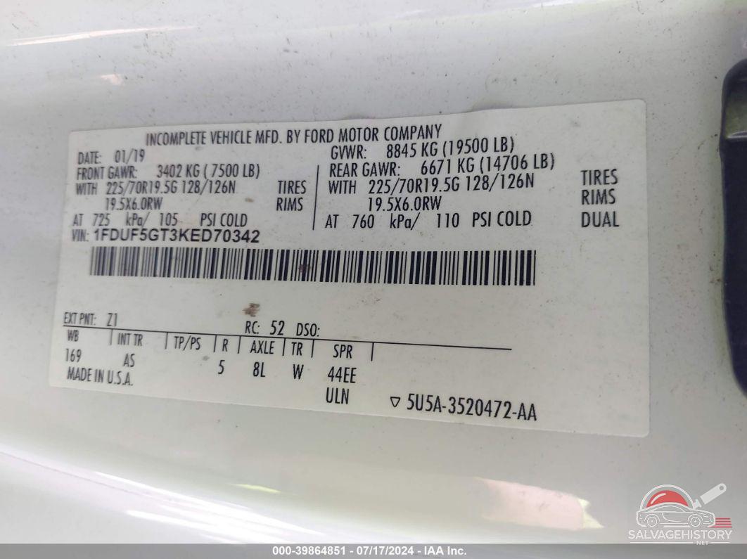 1FDUF5GT3KED70342 2019 FORD F-550 CHASSIS photo no. 8