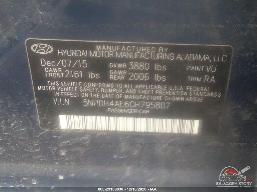 5NPDH4AE6GH795807 2016 HYUNDAI ELANTRA photo no. 9