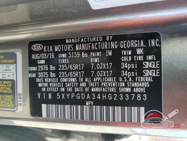 5XYPGDA34HG233783 2017 KIA SORENTO photo no. 13