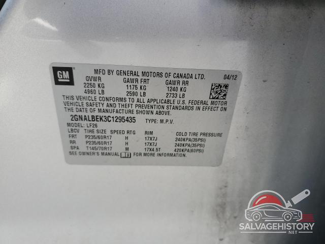 2GNALBEK3C1295435 2012 CHEVROLET EQUINOX photo no. 12