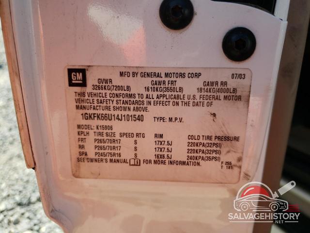 1GKFK66U14J101540 2004 GMC YUKON photo no. 13