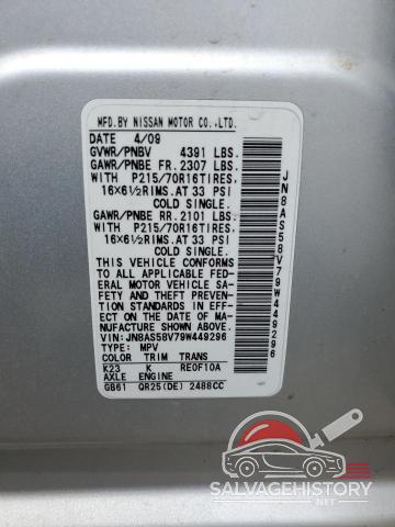 JN8AS58V79W449296 2009 NISSAN ROGUE photo no. 12