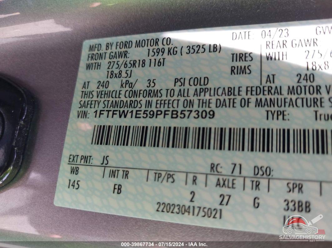 1FTFW1E59PFB57309 2023 FORD F-150 photo no. 9