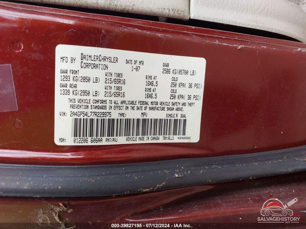 2A4GP54L77R229975 2007 CHRYSLER TOWN & COUNTRY photo no. 9