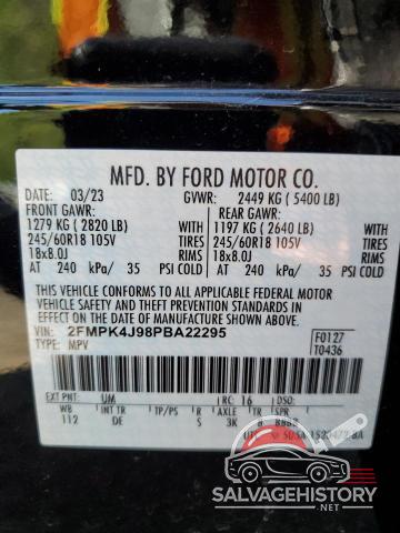 2FMPK4J98PBA22295 2023 FORD EDGE photo no. 12
