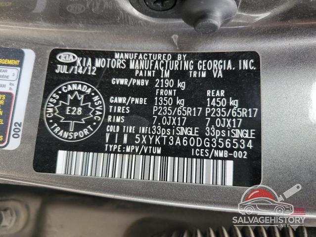 5XYKT3A60DG356534 2013 KIA SORENTO photo no. 13