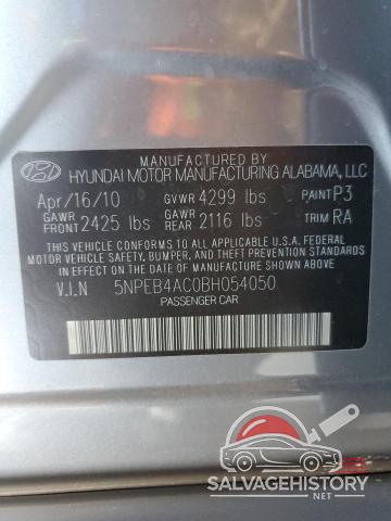 5NPEB4AC0BH054050 2011 HYUNDAI SONATA photo no. 12