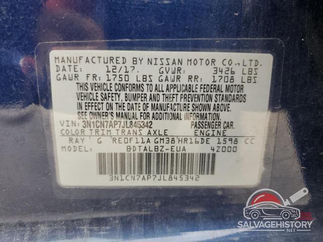 3N1CN7AP7JL845342 2018 NISSAN VERSA photo no. 13
