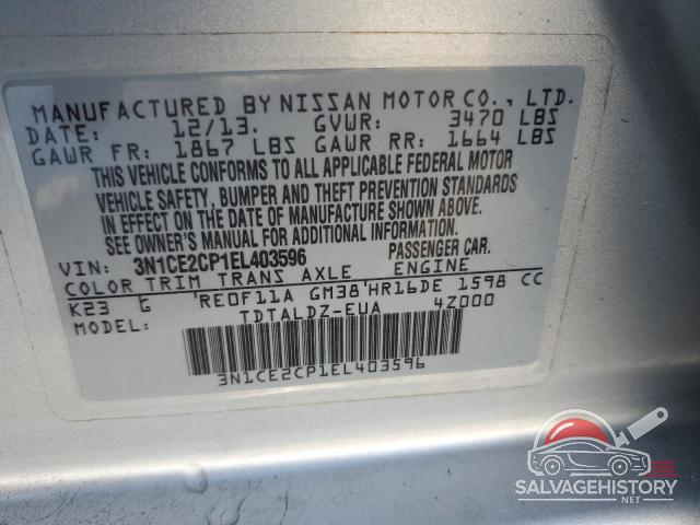 3N1CE2CP1EL403596 2014 NISSAN VERSA photo no. 12
