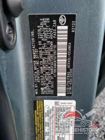 4T1BE46K97U726710 2007 TOYOTA CAMRY photo no. 12
