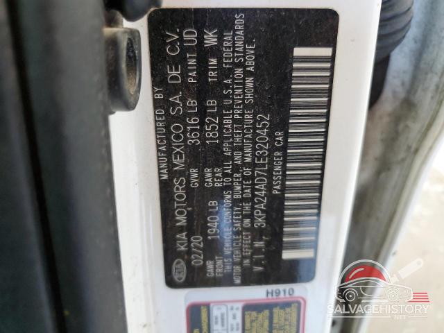 3KPA24AD7LE320452 2020 KIA RIO photo no. 12