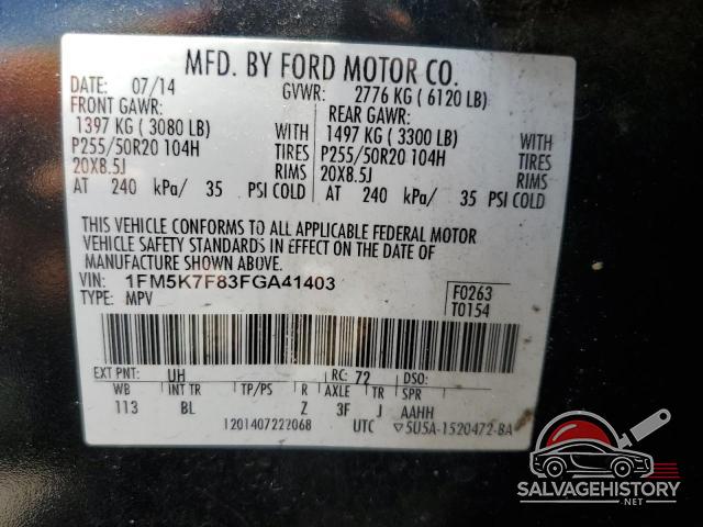 1FM5K7F83FGA41403 2015 FORD EXPLORER photo no. 13