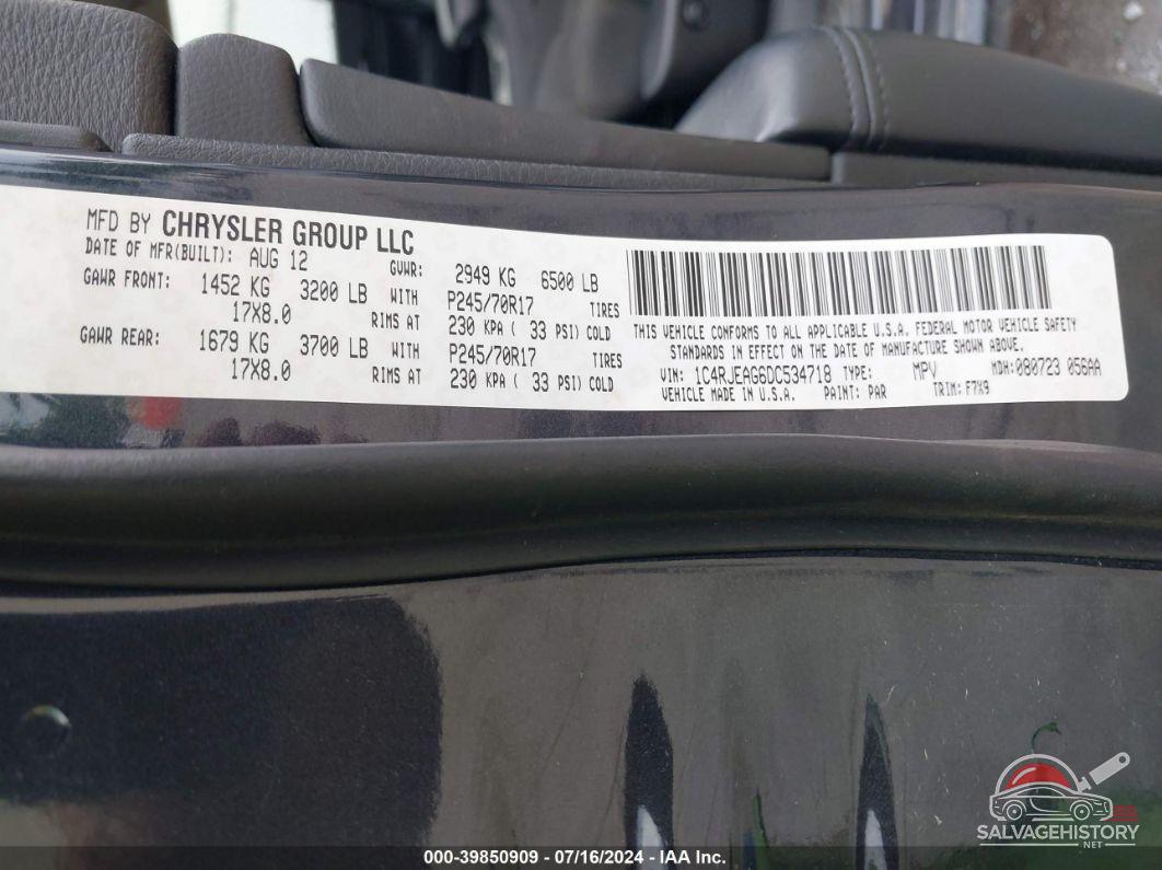 1C4RJEAG6DC534718 2013 JEEP GRAND CHEROKEE photo no. 9