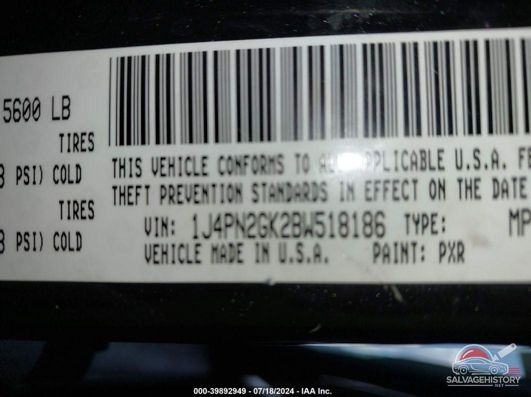 1J4PN2GK2BW518186 2011 JEEP LIBERTY photo no. 9