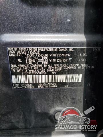 2T3ZFREV9FW187208 2015 TOYOTA RAV4 photo no. 13