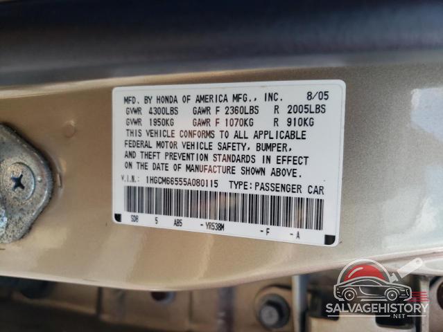 1HGCM66555A080115 2005 HONDA ACCORD photo no. 12