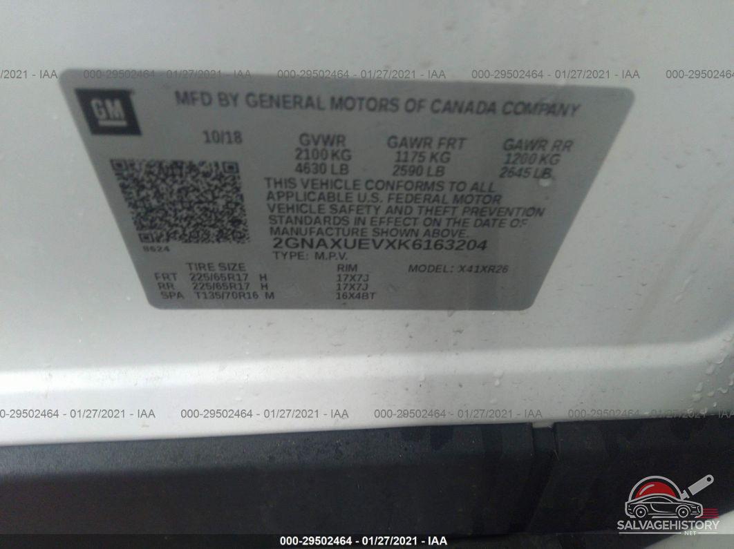 2GNAXUEVXK6163204 2019 CHEVROLET EQUINOX photo no. 9