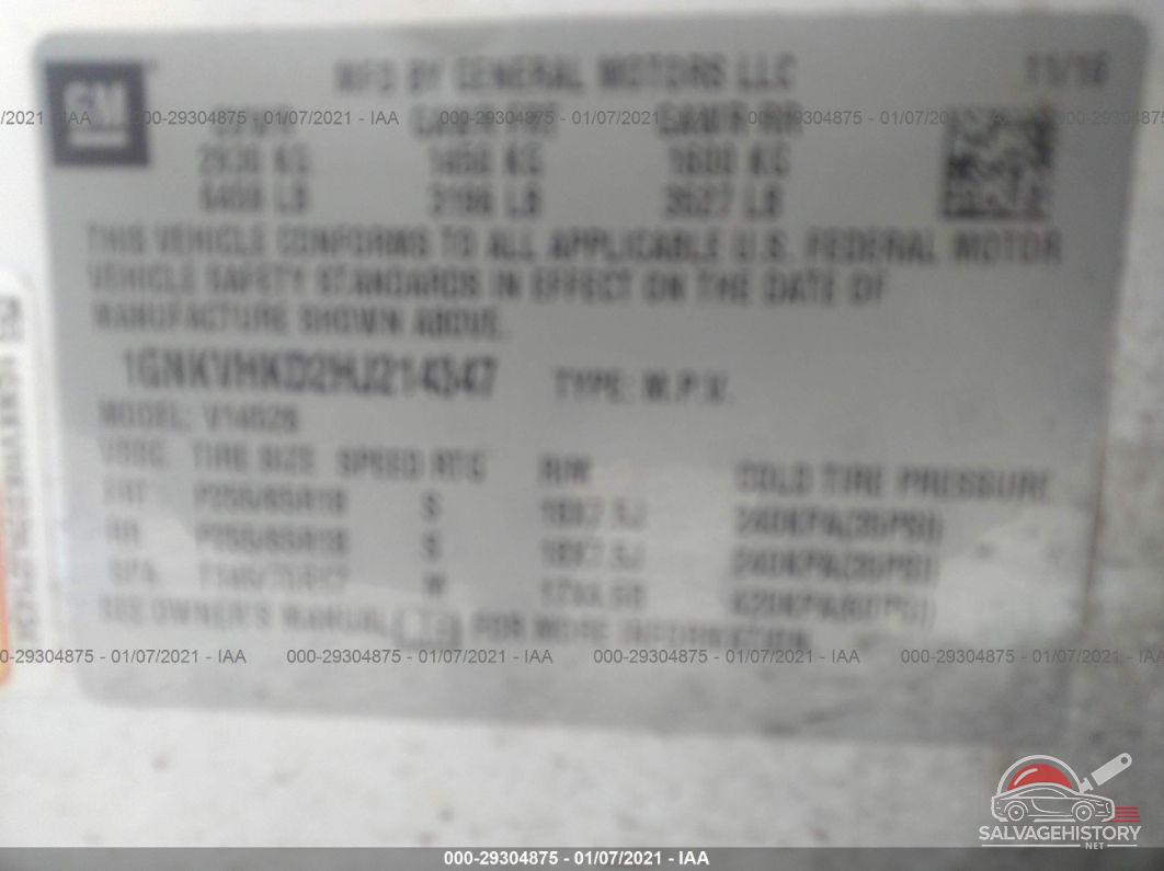 1GNKVHKD2HJ214347 2017 CHEVROLET TRAVERSE photo no. 9