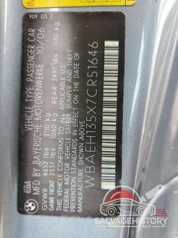 WBAEH135X7CR51646 2007 BMW 6 SERIES photo no. 13