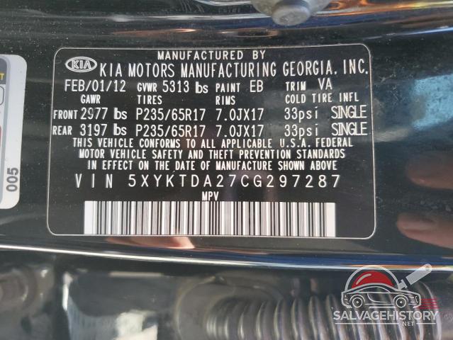 5XYKTDA27CG297287 2012 KIA SORENTO photo no. 14