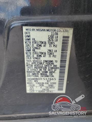 5N1AN08U37C517665 2007 NISSAN XTERRA photo no. 13