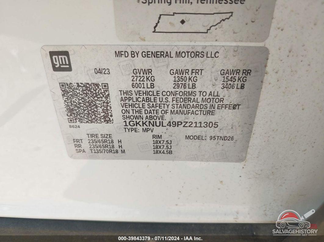 1GKKNUL49PZ211305 2023 GMC ACADIA photo no. 9