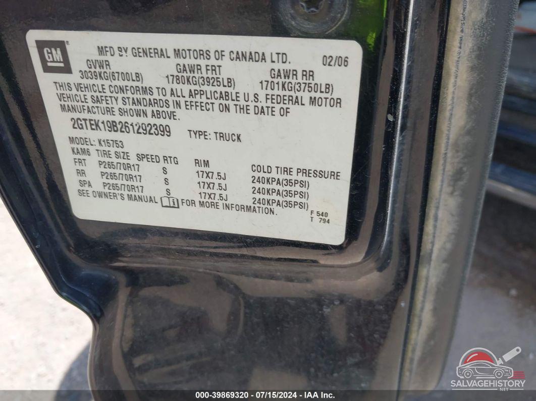 2GTEK19B261292399 2006 GMC SIERRA 1500 photo no. 9
