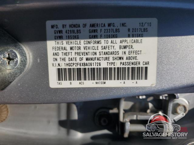 1HGCP2F6XBA061726 2011 HONDA ACCORD photo no. 12