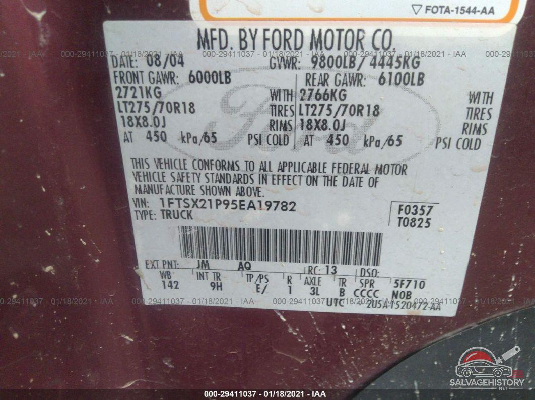 1FTSX21P95EA19782 2005 FORD SUPER DUTY F-250 photo no. 9
