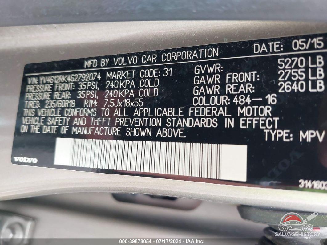 YV4612RK4G2792074 2016 VOLVO XC60 photo no. 9