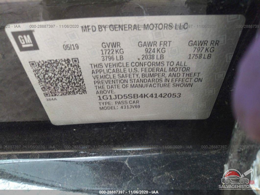 1G1JD5SB4K4142053 2019 CHEVROLET SONIC photo no. 9